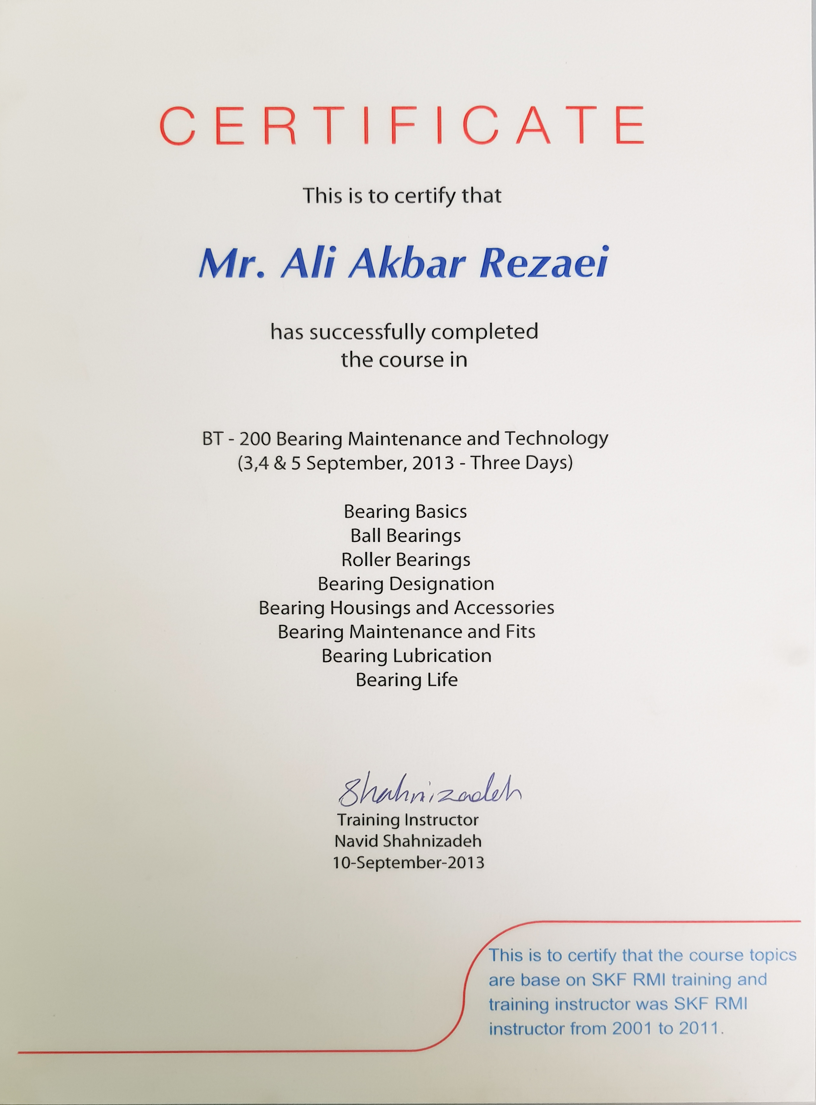 BT - 200 bearing maintenance and Technology