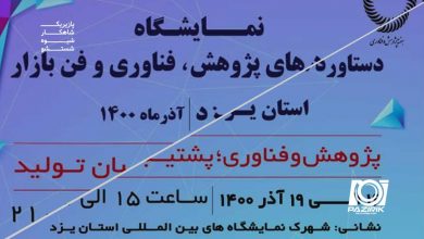 پوستر دستاورد های پژوهش فناوری و فن بازار استان یزد 1400